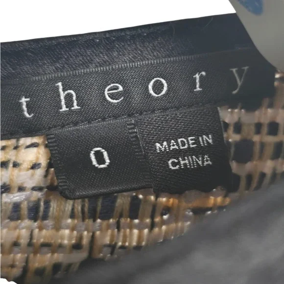 Theory Waldia Alluring Women's Tweed Dress Size 0 Sleeveless Satin Trim Sheath - Picture 3 of 11